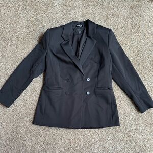 Express black sateen skirt suit